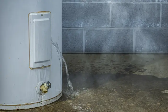 Water heater leaking onto a concrete floor